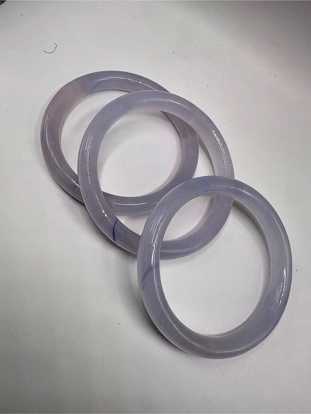 Set of 3 Colorful Dreamy Purple Glass Jade Bangles